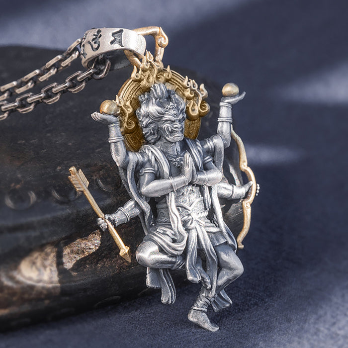 Real Solid 999 Fine Silver Pendants Religious Vajra Buddha Fashion Protection Jewelry