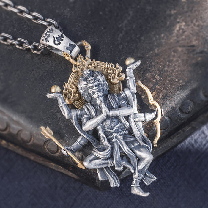 Real Solid 999 Fine Silver Pendants Religious Vajra Buddha Fashion Protection Jewelry