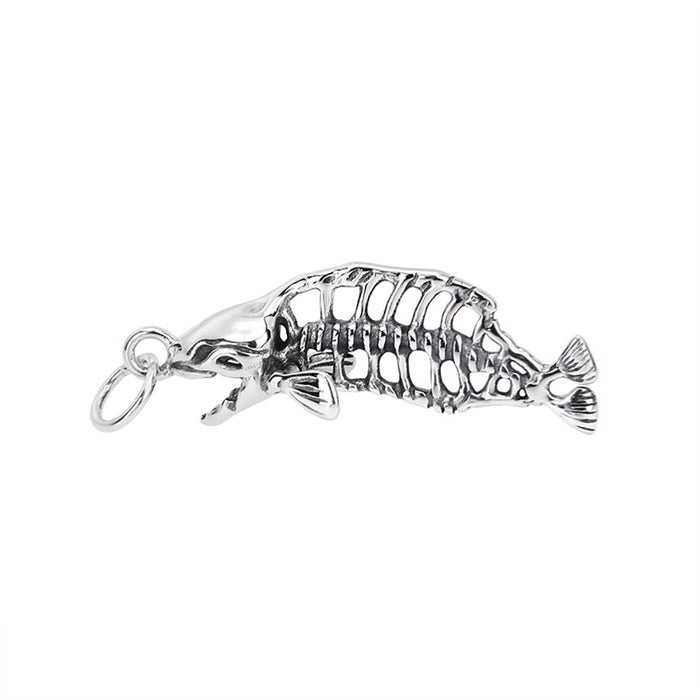 Real Solid 925 Sterling Silver Pendants Fishbone Animals Gothic Punk Jewelry