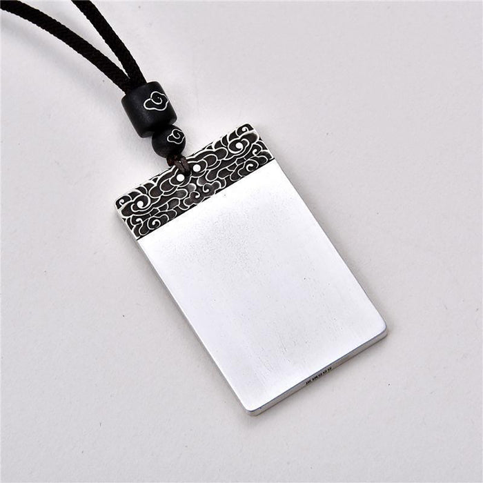Real Solid 999 Sterling Silver Pendants Safe and Sound Protection Punk Jewelry Dog Tags