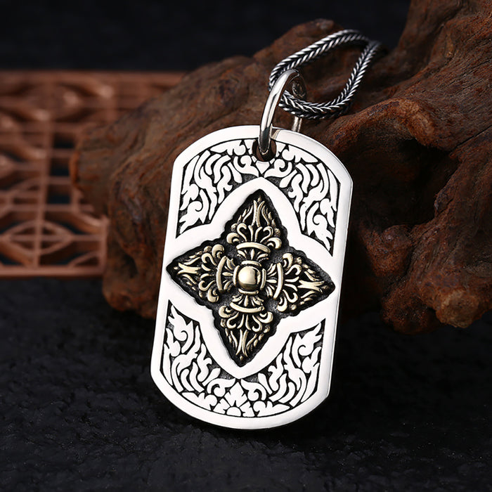 Real Solid 925 Sterling Silver Pendants Vajra Pestle Religions Cross Jewelry