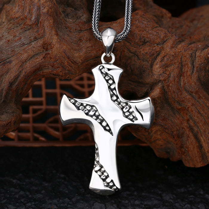 Real Solid 925 Sterling Silver Pendants Crack Cross Gothic Punk Jewelry