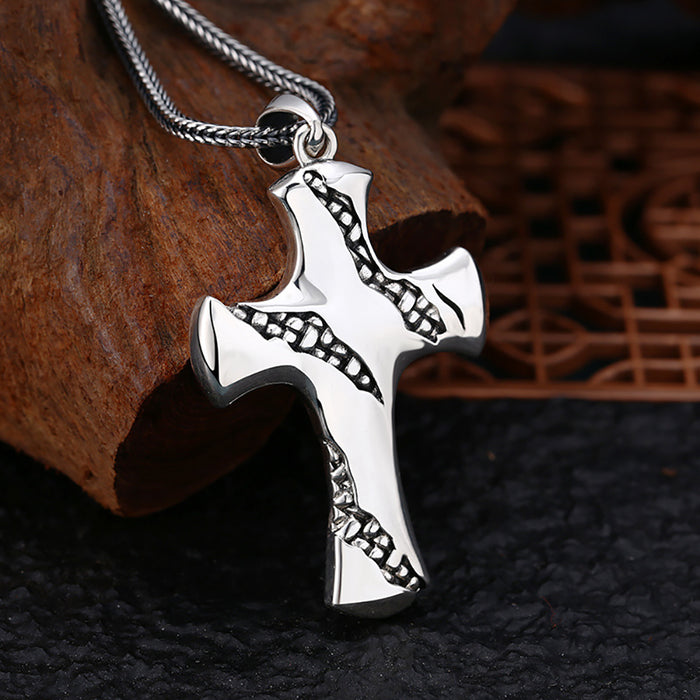 Real Solid 925 Sterling Silver Pendants Crack Cross Gothic Punk Jewelry