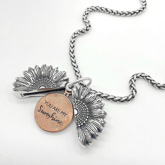 Real Solid 925 Sterling Silver Pendants Sunflower Hip Hop Punk Jewelry Operable