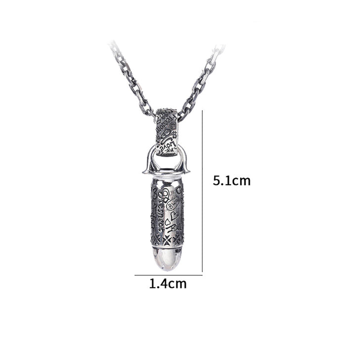 Real Solid 925 Sterling Silver Pendants Graffiti Bullet Hip Hop Punk Jewelry