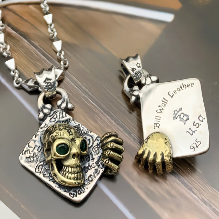 Real Solid 925 Sterling Silver Pendants Graffiti Skulls CZ Inlay Hip Hop Gothic Jewelry