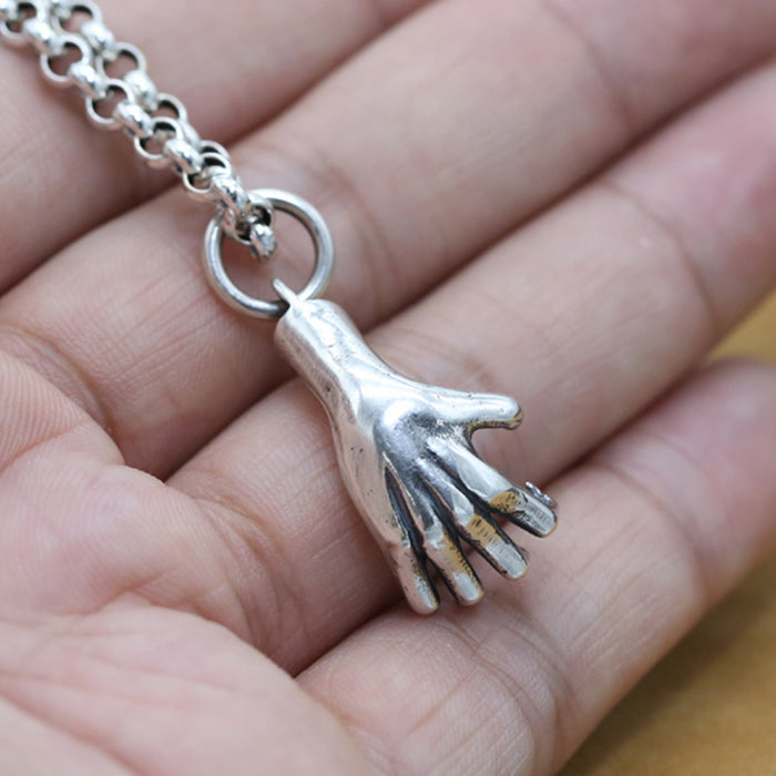 Men's Women's Real Solid 925 Sterling Silver Pendants Hand Paw Jewelry
