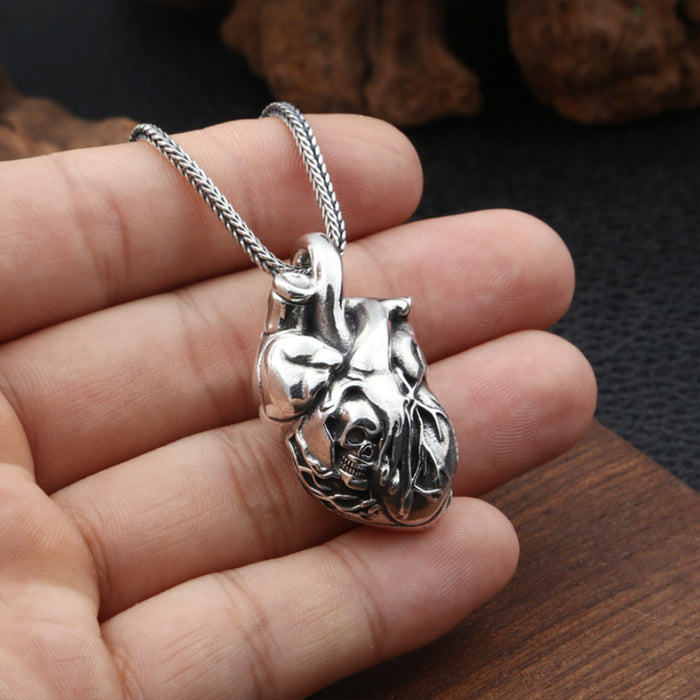 Men's Women's Real Solid 925 Sterling Silver Pendants Skull Heart Artery Jewelry