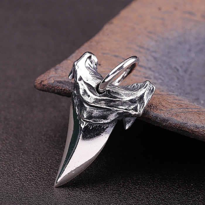 Men's Real Solid 925 Sterling Silver Pendants Sharp Shark Tooth Jewelry