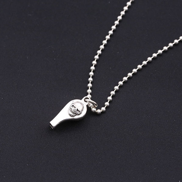 Men's Women's Real Solid 925 Sterling Silver Pendants Skull Whistle Polished