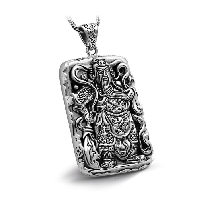 Men's Real Solid 925 Sterling Silver Pendants God Of War Guan Yu & Wealth