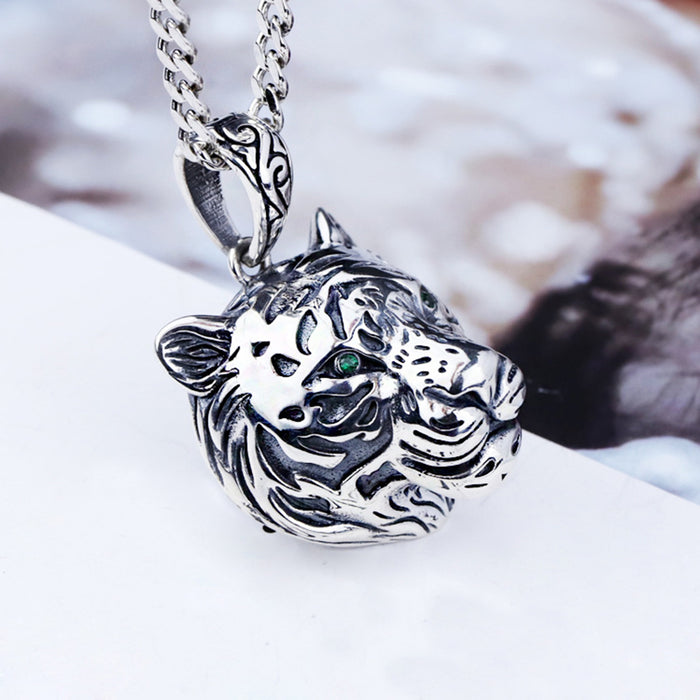 Men's Women's Real Solid 925 Sterling Silver Pendants CZ Inlay Tiger's Head