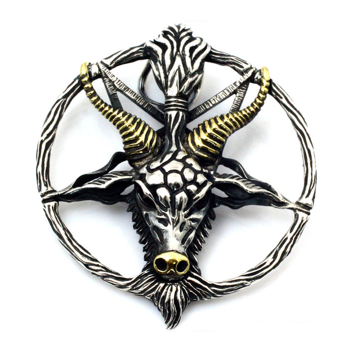 Men's Real Solid 925 Sterling Silver Necklaces Pendants Goat Head Devil Five-Pointed Star