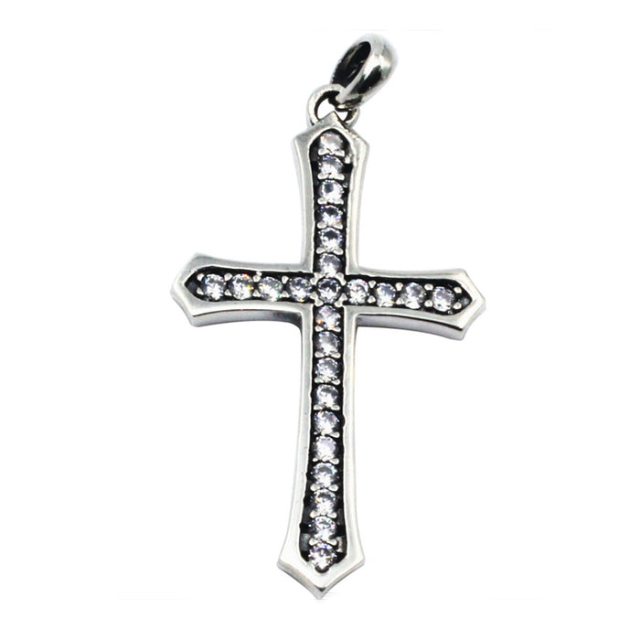 Men's Women's Real Solid 925 Sterling Silver Pendants Cubic Zirconia Cross