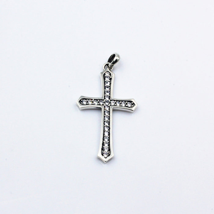 Men's Women's Real Solid 925 Sterling Silver Pendants Cubic Zirconia Cross