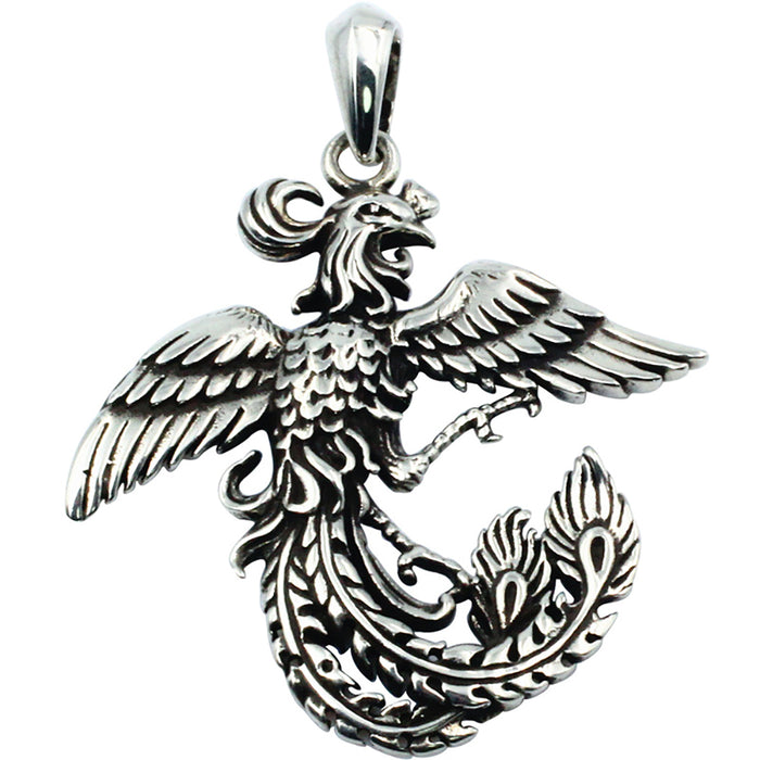 Real Solid 925 Sterling Silver Necklaces Pendants Animals Phoenix Divine Bird Jewelry