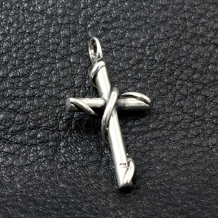Real Solid 925 Sterling Silver Pendants Cross Winding Jewelry