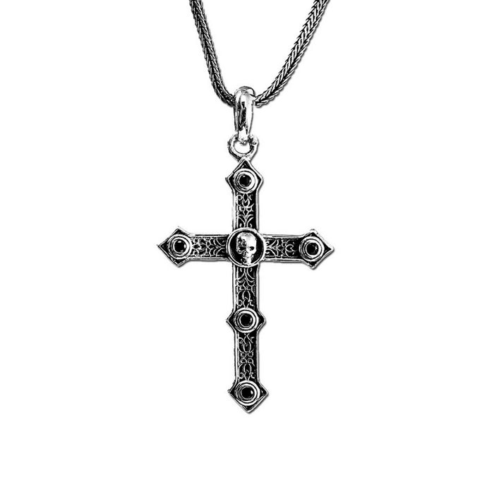 Real Solid 999 Sterling Pure Silver CZ Inlay Pendants Cross Skull Pattern Fashion Jewelry
