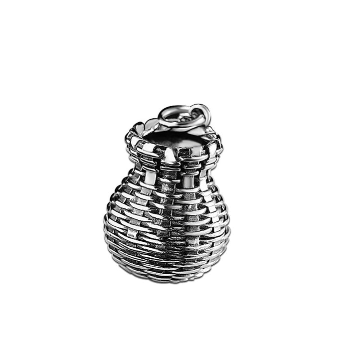 Real Solid 925 Sterling Silver Pendants Braided Bamboo Basket Fish Jewelry