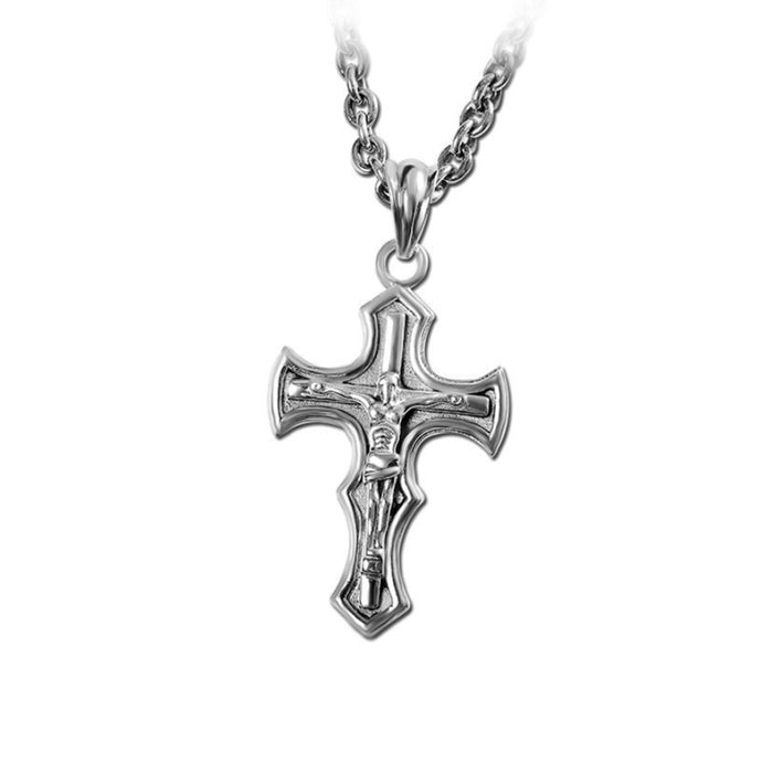 Real Solid 925 Sterling Silver Pendants Cross Jesus Fashion Jewelry