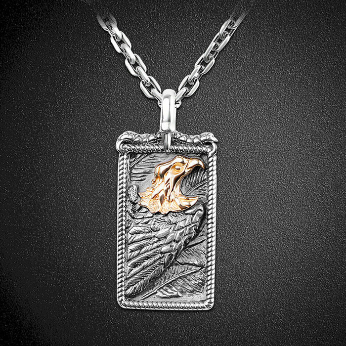 Men's Real Solid 925 Sterling Silver Pendants Animal Eagle Feather Twist Jewelry