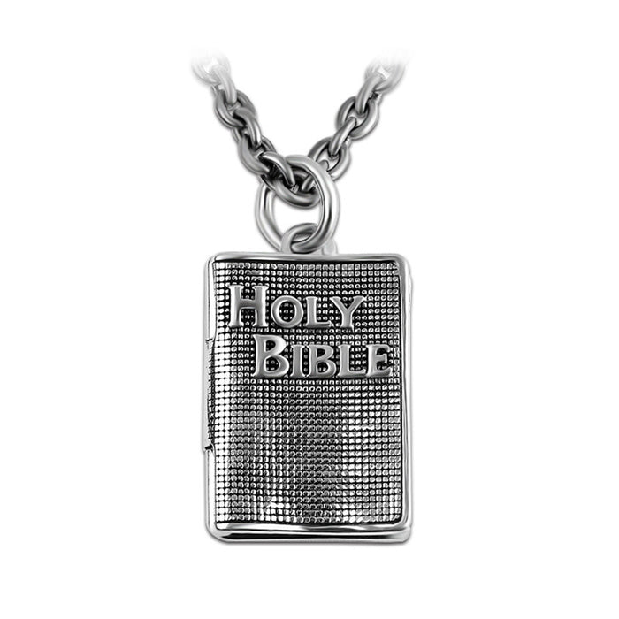 Real 925 Sterling Silver Pendants Christian Holy Bible Hammer Book Jewelry
