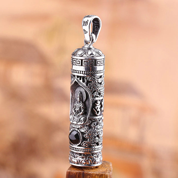 Real Solid 999 Pure Silver Pendants Buddha Om Mani Padme Hum Auspicious Cloud Lucky Jewelry