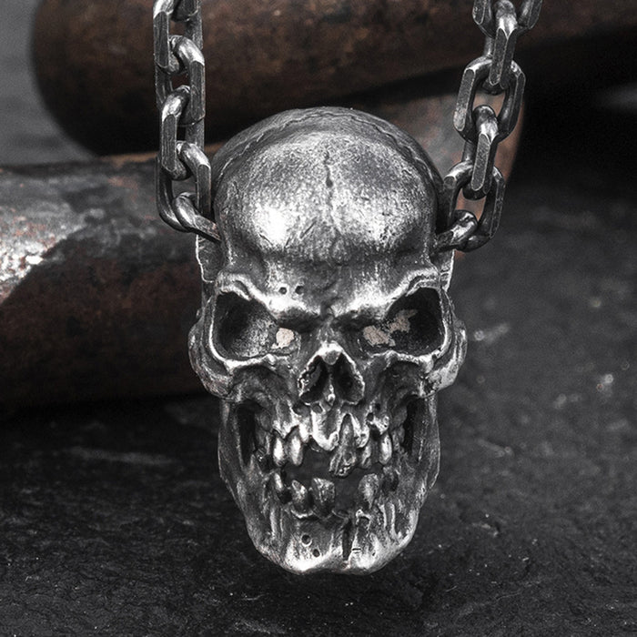 Men's Real Solid Pure 999 Sterling Silver Pendants Skeletons Skulls Devil Punk Jewelry