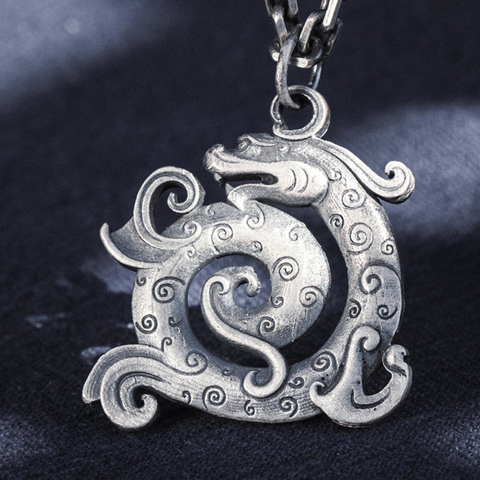 Men's Real Solid Pure 999 Sterling Silver Pendants Animal Dragon Jewelry
