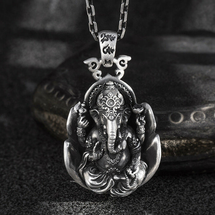 Real Solid Pure 999 Sterling Silver Pendants Ganesha Elephant Animal Jewelry