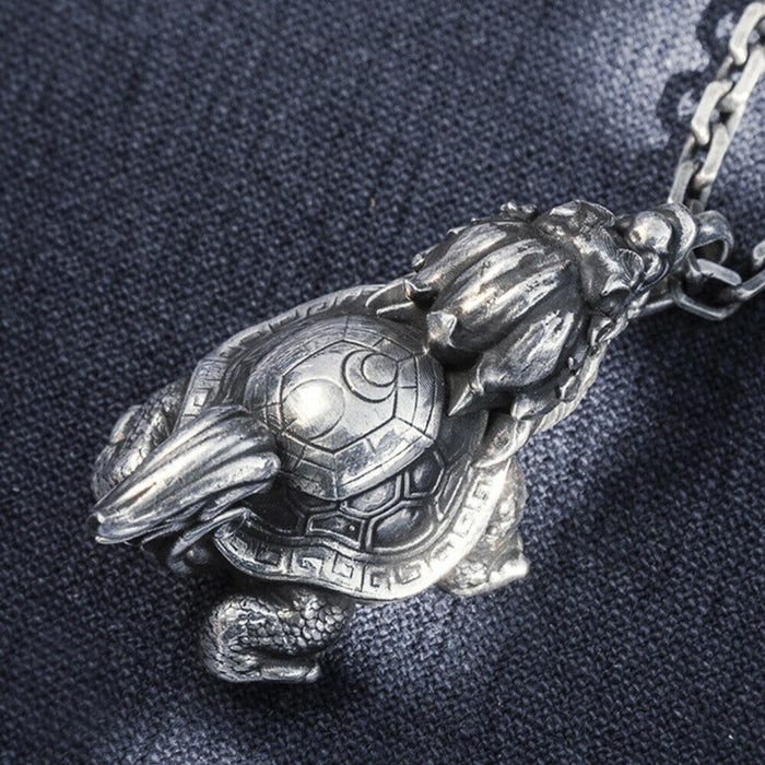 Real Solid 999 Sterling Silver Pendants Bi Xi Mythical Animal Jewelry