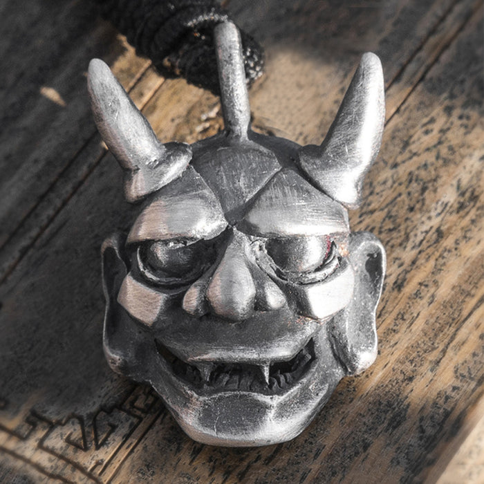 Real Solid 999 Sterling Silver Pendants Prajna Mask Punk Jewelry