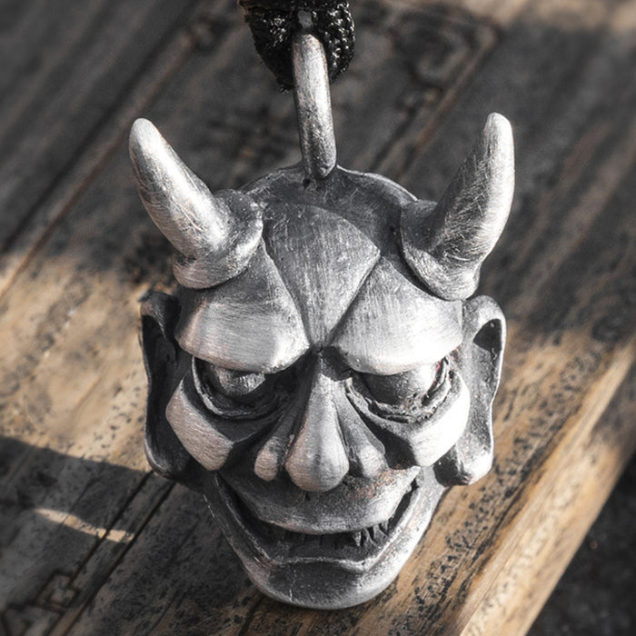 Real Solid 999 Sterling Silver Pendants Prajna Mask Punk Jewelry