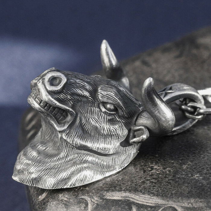 Real Solid 999 Sterling Silver Pendants Bull Head Animal Cross Jewelry