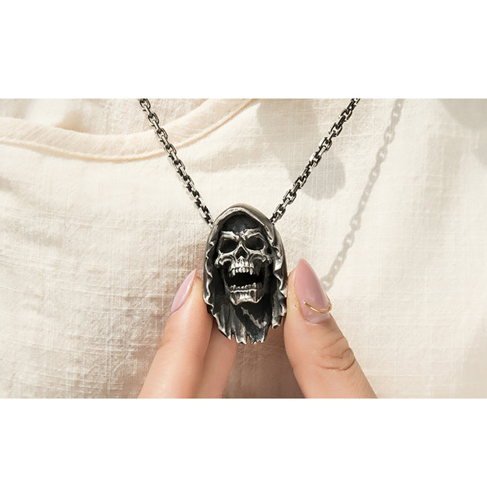 Real Solid 999 Fine Silver Pendants Skeletons Skulls Devil Punk Jewelry
