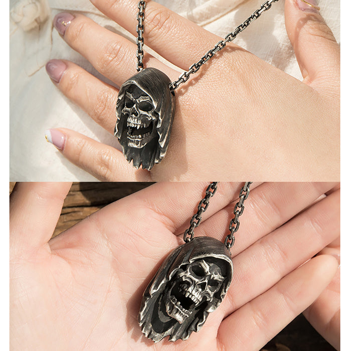 Real Solid 999 Fine Silver Pendants Skeletons Skulls Devil Punk Jewelry