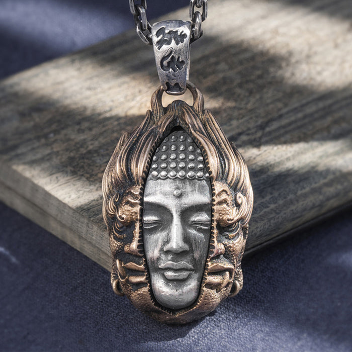 Real 999 Sterling Silver Pendants Buddha Devil Jewelry