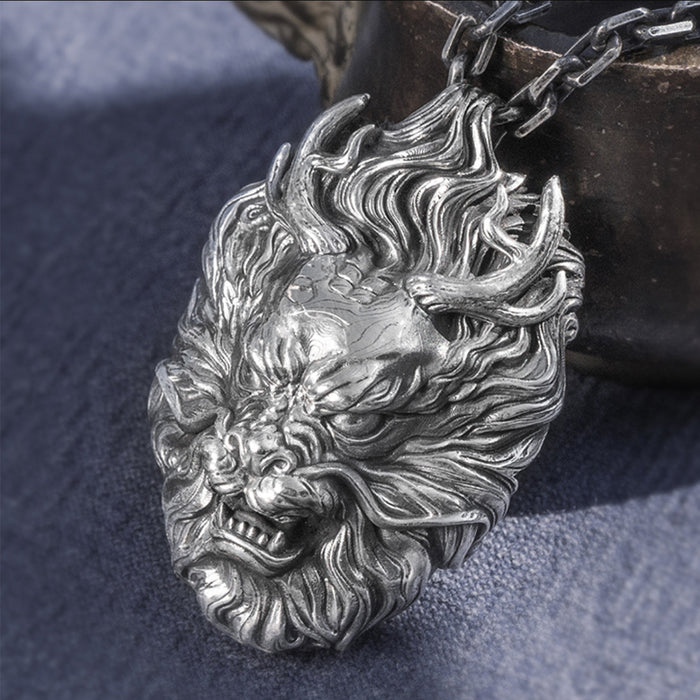 Real Solid 999 Sterling Silver Pendants Dragon Head Animal Fashion