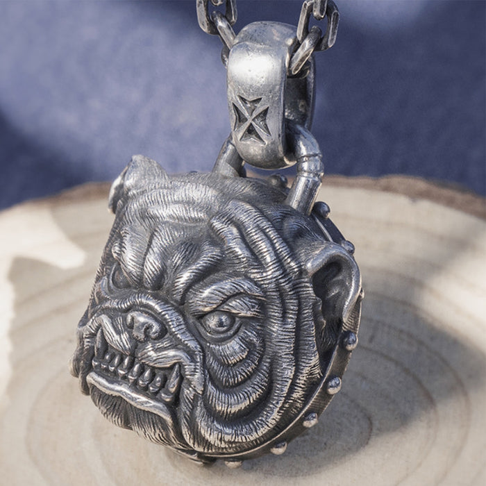 Men's Real Solid 999 Sterling Silver Pendants Bulldog Animal Fashion Jewelry