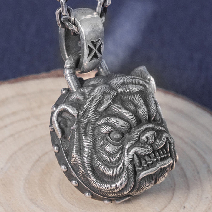 Men's Real Solid 999 Sterling Silver Pendants Bulldog Animal Fashion Jewelry