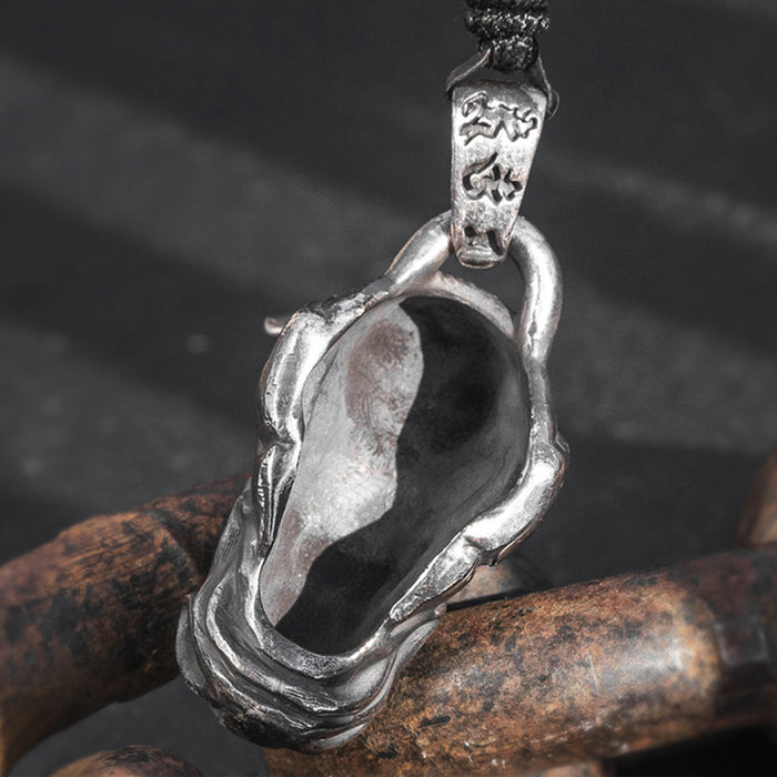Real Solid 999 Sterling Silver Pendants Animal Rhinoceros Om Mani Padme Hum Jewelry