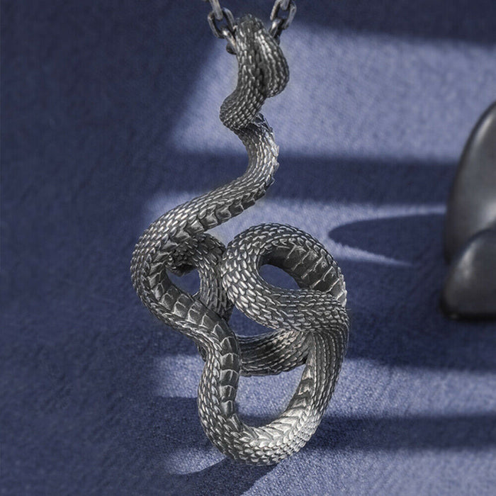 Real Solid 999 Sterling Silver Pendants Zodiac Snake Fashion Jewelry