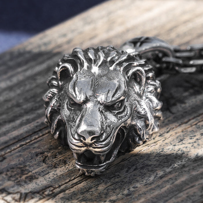 999 Sterling Silver Pendants Lion King Head Jewlery