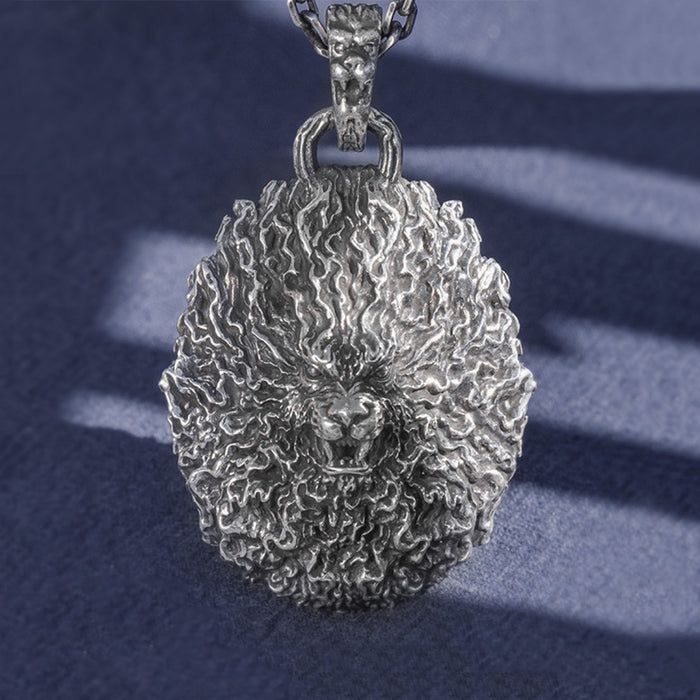 Men's Real Solid 999 Sterling Silver Pendants Lion King Animal Lion Head Jewelry