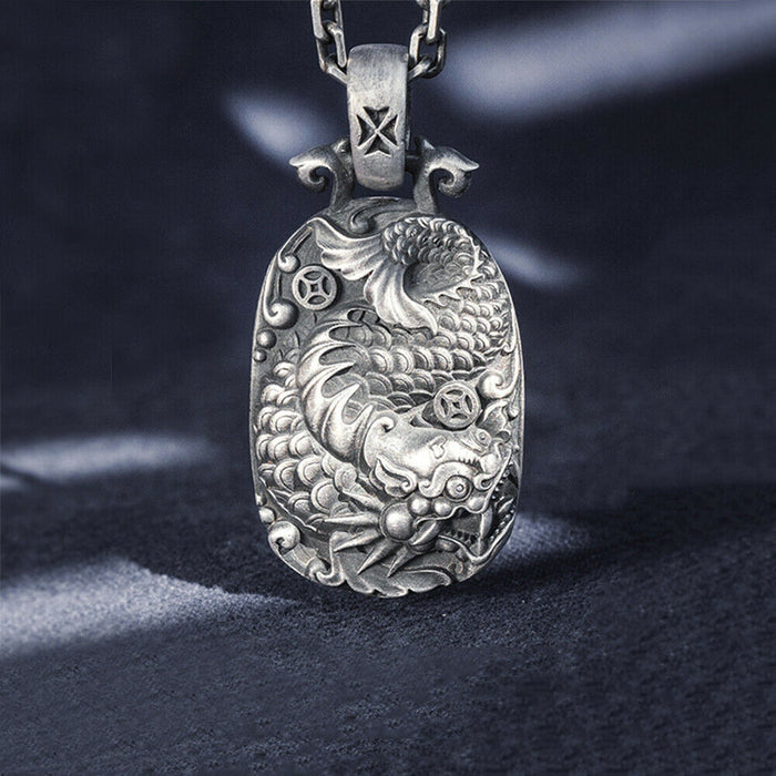 Real Solid 999 Sterling Silver Pendants Dragon Fish Animal Coin Jewelry