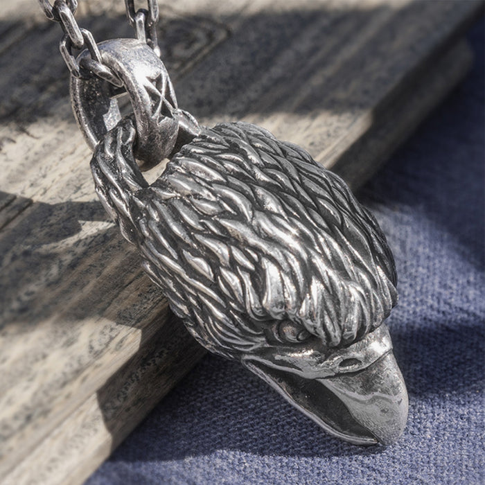 Real Solid 999 Sterling Silver Pendants Animal Eagle Head Animal Bird Jewelry
