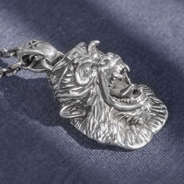 Real Solid 999 Sterling Silver Pendants  Animal Monkey Auspicious Cloud Jewelry