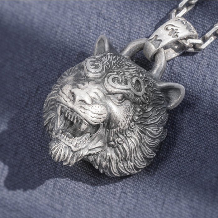 Real Solid 999 Sterling Silver Pendants Animal Zodiac Tiger Om Mani Padme Hum Jewelry