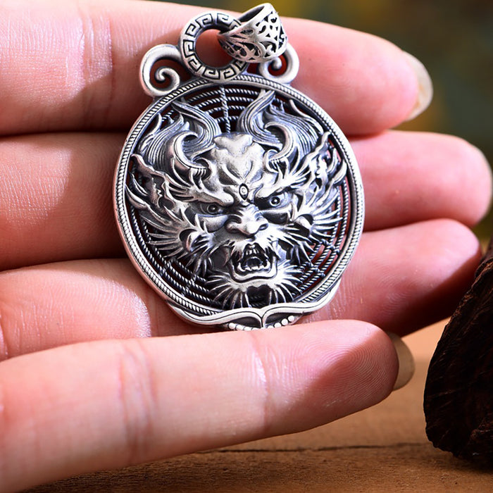 Men's Women's Real Solid 999 Sterling Silver Pendants Animal Zodiac Dragon  Lion Wolf Jewelry