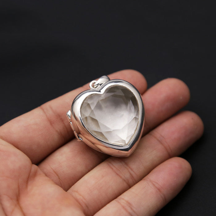 Real Solid 925 Sterling Silver Pendants Heart Box Can Open Om Mani Padme Hum Fashion Jewelry
